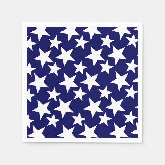 Patriottische Marine Blauw met Witte Sterren Servetten (Voorkant)