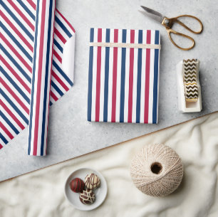 Patriottische marine, rode en witte strepen Amerik Cadeaupapier