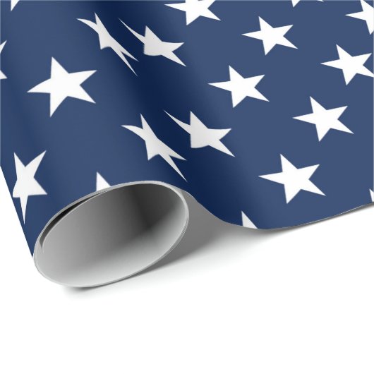 Patriottische marineblauw Vlag Stars Pattern Cadeaupapier (Rol Hoek)