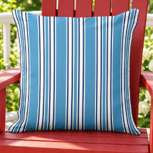 Patriottische marineblauw witte verticale streep buitenkussen