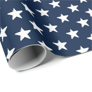 Patriottische marineblauwe witte sterren moderne cadeaupapier