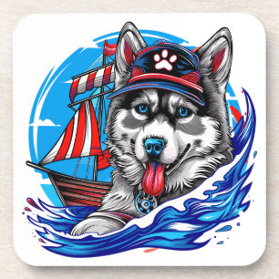 Patriottische Maritieme Husky Malamute Hond, San D Bier Onderzetter