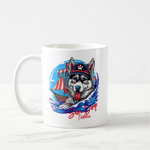 Patriottische Maritieme Husky Malamute Hond, San D Koffiemok