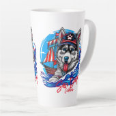 Patriottische Maritieme Husky Malamute Hond, San D Latte Mok (Rechterhoek)