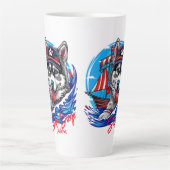 Patriottische Maritieme Husky Malamute Hond, San D Latte Mok (Voorkant)