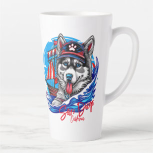 Patriottische Maritieme Husky Malamute Hond, San D Latte Mok