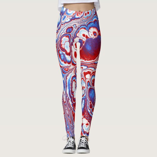 Patriottische marmeren stroom abstract leggings (Voorkant)