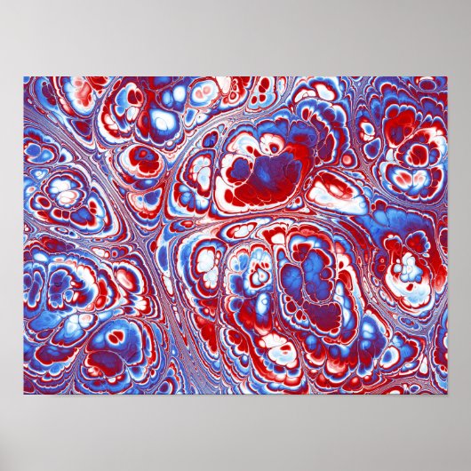 Patriottische Marmeren Stroom Abstract Poster (Voorkant)
