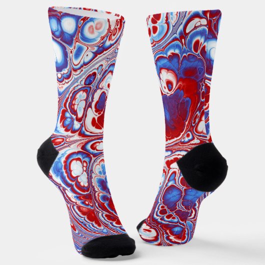 Patriottische Marmeren Stroom Abstract Sokken (Gebogen)