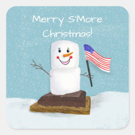 Patriottische Marshmellow Amerikaanse vlag Sled Sq Vierkante Sticker