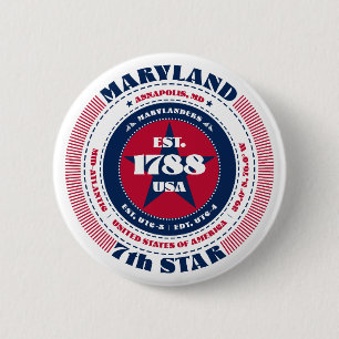 Patriottische Maryland Cirkel met State Details Ronde Button 5,7 Cm
