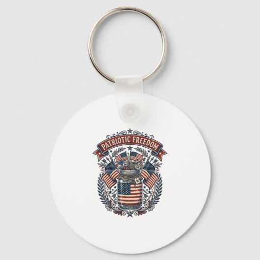 Patriottische Mason Jar Landelijk Leven Sleutelhanger (Voorkant)