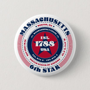 Patriottische Massachusetts Circle met State Detai Ronde Button 5,7 Cm