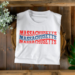 Patriottische Massachusetts Rood en Blauw Boho T-S T-shirt