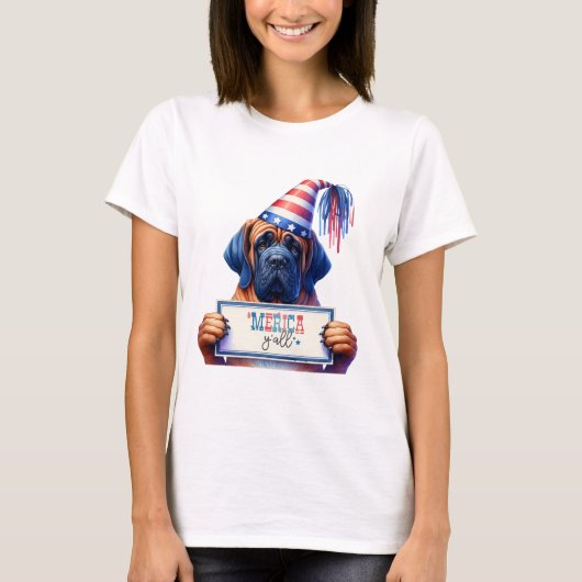 Patriottische Mastiff 'Merica Y'all T-shirt (Voorkant)