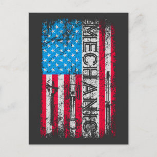 Patriottische Mechanische Amerikaanse Vlagwerktuig Briefkaart
