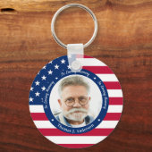 Patriottische Memorial American Flag Custom 2 Foto Sleutelhanger (Voorkant)