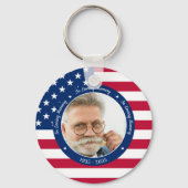 Patriottische Memorial American Flag Custom 2 Foto Sleutelhanger (Achterkant)