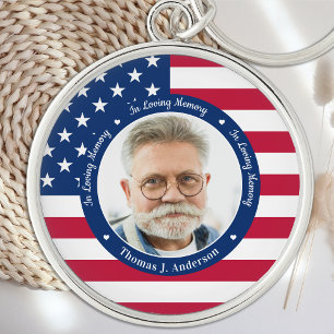 Patriottische Memorial American Flag Custom Photo Sleutelhanger