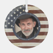  Patriottische Memorial American Flag Foto Glas Ornament (Voorkant)