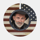  Patriottische Memorial American Flag Foto Glas Ornament (Achterkant)