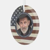  Patriottische Memorial American Flag Foto Glas Ornament (Voorkant links)