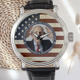  Patriottische Memorial American Flag Foto Horloge