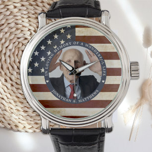 Patriottische Memorial American Flag Foto Horloge
