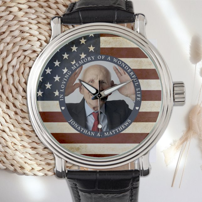  Patriottische Memorial American Flag Foto Horloge (Creator heeft geüpload)