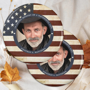  Patriottische Memorial American Flag Foto Magneet