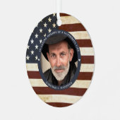  Patriottische Memorial American Flag Foto Metalen Ornament (Voorkant links)