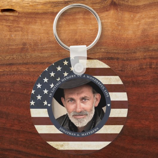 Patriottische Memorial American Flag Foto Sleutelhanger (Voorkant)