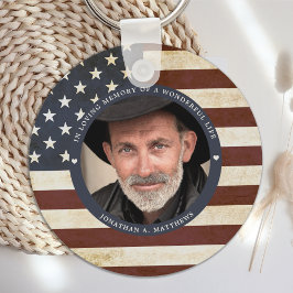  Patriottische Memorial American Flag Foto Sleutelhanger