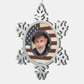  Patriottische Memorial American Flag Foto Tin Sneeuwvlok Ornament (Rechts)