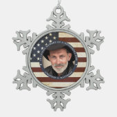  Patriottische Memorial American Flag Foto Tin Sneeuwvlok Ornament (Voorkant)