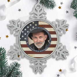  Patriottische Memorial American Flag Foto Tin Sneeuwvlok Ornament