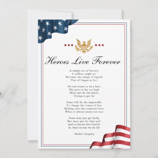 Patriottische Memorial Kaart Dank u kaart (Achterkant)