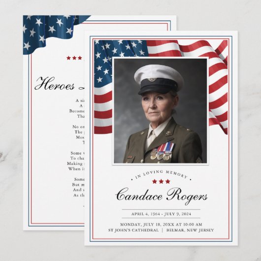 Patriottische Memorial Kaart Dank u kaart (Voorkant / Achterkant)