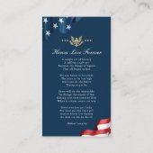 Patriottische Memorial Kaart Gebed Kaart Visitekaartje (Achterkant)