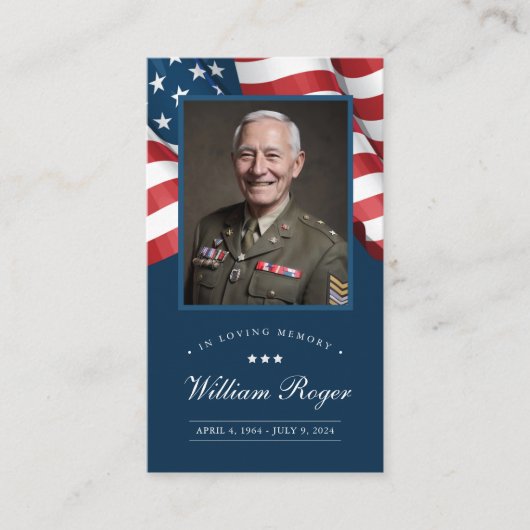 Patriottische Memorial Kaart Gebed Kaart Visitekaartje (Voorkant)