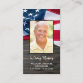 Patriottische Memorial US Flag Funeral Prayer Kaar Contactkaartje (Voorkant)