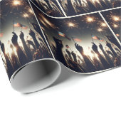 Patriottische menigte met Amerikaanse vlaggen Cadeaupapier (Rol Hoek)