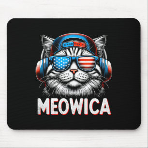 Patriottische Meowica 4 juli Cat Amerikaanse vlag Muismat