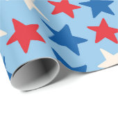 Patriottische met de hand getekende sterren cadeaupapier (Rol Hoek)