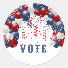 Patriottische met sterren bezaaide vieringsboog ronde sticker