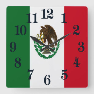 Patriottische Mexico vlag Vierkante Klok
