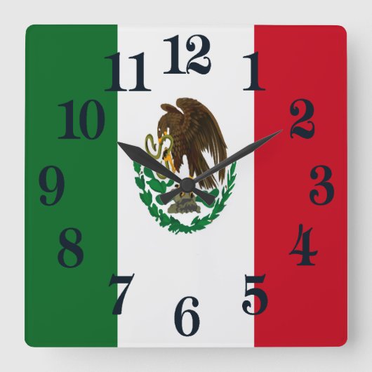 Patriottische Mexico vlag Vierkante Klok (Voorkant)