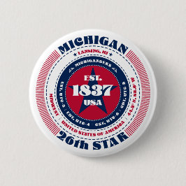 Patriottische Michigan Circle met State Details Ronde Button 5,7 Cm