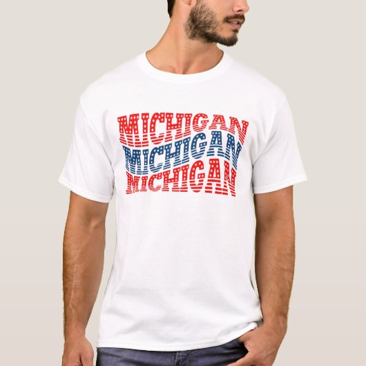 Patriottische Michigan Rood en Blauw Boho T-shirt (Voorkant)