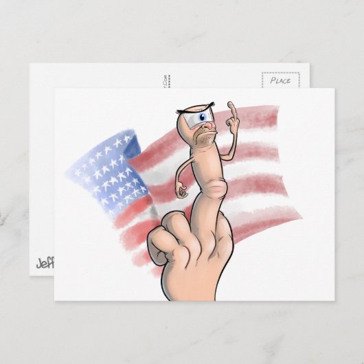 Patriottische middelvinger briefkaart (Voorkant / Achterkant)